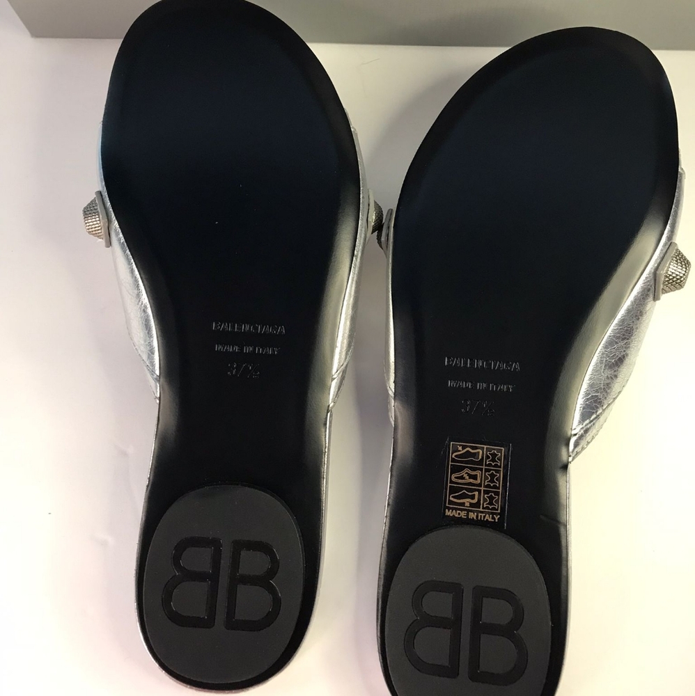 💯 - New Authentic BALENCIAGA Cagole embellished metallic textured-leather sa… - Picture 8 of 15